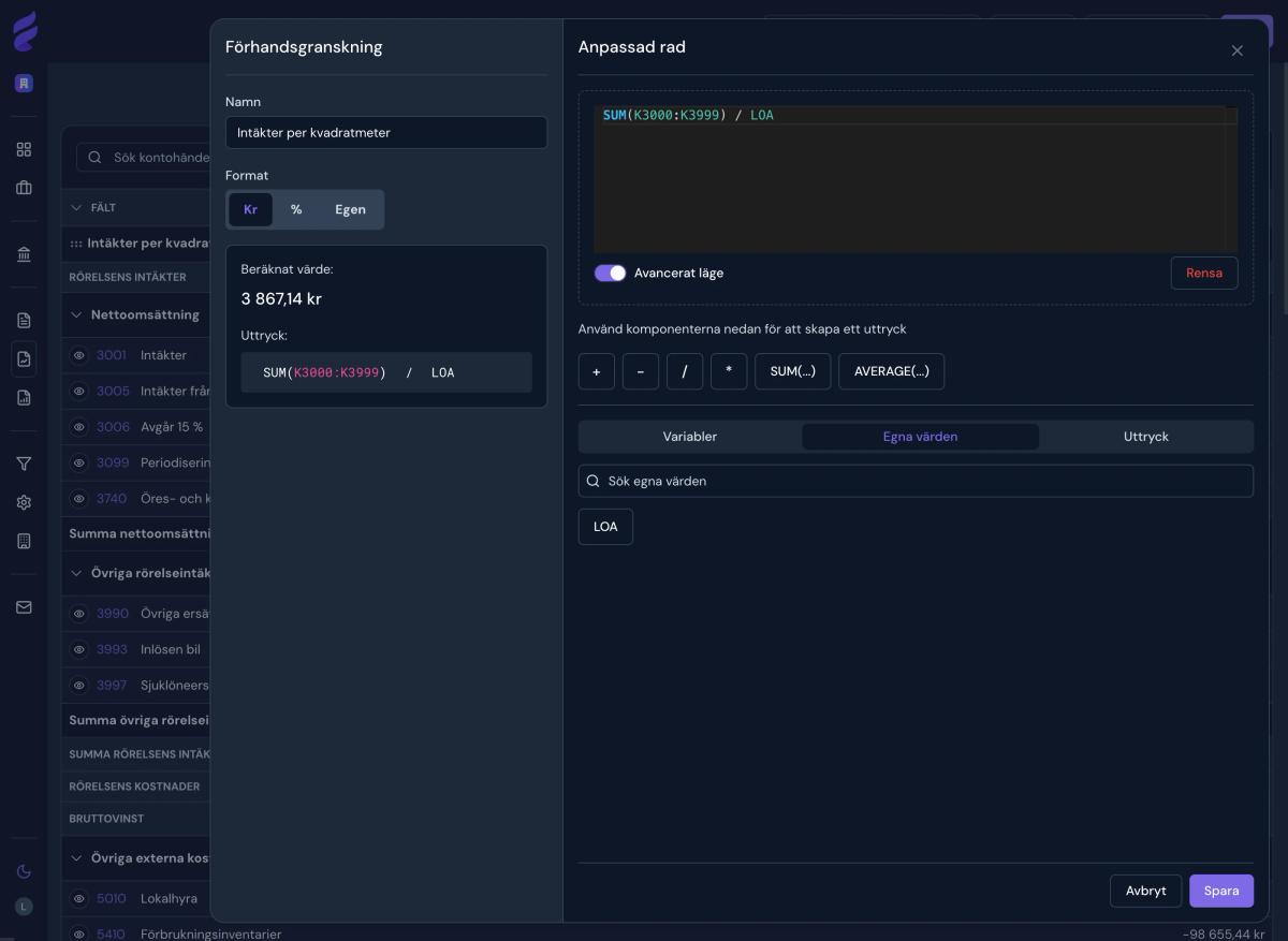 Exempel på balansrapport